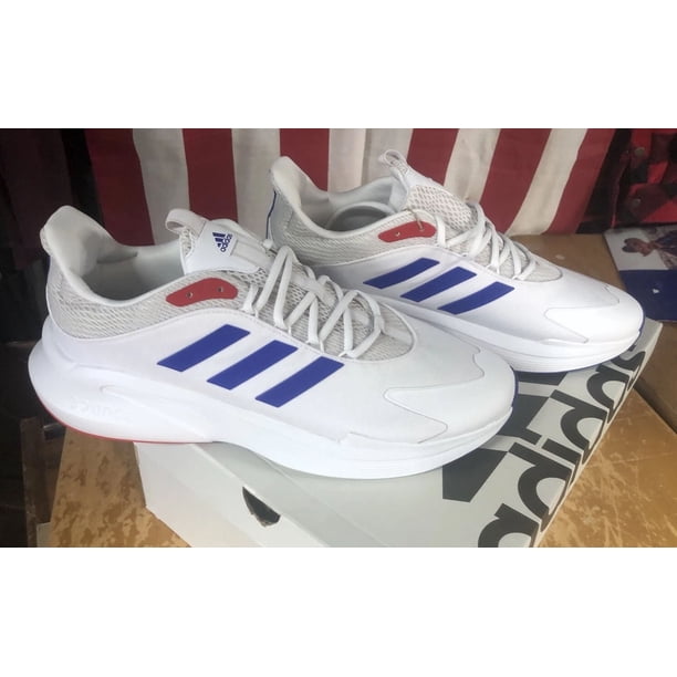 New in Box Adi - das AlphaEdge+ IE6304 White Blue Red 3-stripe Running Shoe Mens 13