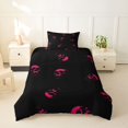 thumbnail image 2 of Homewish Gothic Halloween Skull Twin Duvet Cover,Pink Skeleton Print Twin Bedding,Black Reversible,2 Pieces,1 Duvet Cover and 1 Pillowcase, 2 of 6