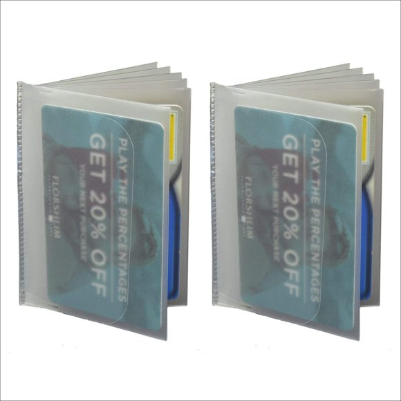 SET of 2 - 6 Page Plastic Wallet Insert for Bifold Billfold or Trifolds Top Load Neutral