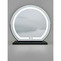 Hollywood Vanity Mirror With LED Lights 3 Color Dimmable Gold Metal Desktop Arch Large Mirror Rotatable For Makeup Bedroom (40cm;Matte Black))