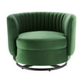 thumbnail image 7 of Armchair Swivel Accent Tufted Chair, Black Green, Velvet, Modern Contemporary, Living Lounge Cafe Room Hotel Lobby Hospitality, 7 of 7