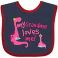 thumbnail image 3 of Inktastic My Grandma Loves Me Girls Dinosaur Girls Baby Bib, 3 of 4