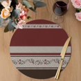 thumbnail image 3 of Red Floral Round 15 Inch Placemats Set of 4, Modern Farmhouse Leaves Brown Striped HeatResistant Non Slip Place Mats for Dining Table, Wipeable Braided Kitchen Table Mats for Housewarming, 3 of 9