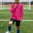 thumbnail image 4 of MGDXOX Kids Long Sleeve V Neck Athletic Shirt Breathable Quick Dry Fabric Spring Summer Sports Training Team Uniform Casual Wear Hot Pink 6-7Years, 4 of 8