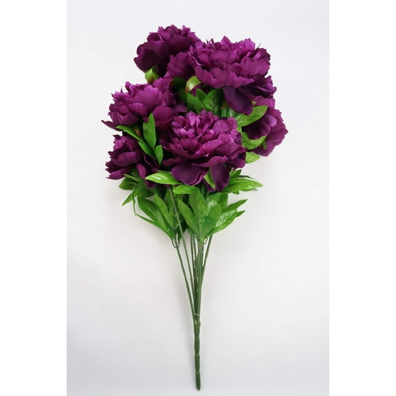 25 Inch Artificial Peony Silk Flower Bush 9 Heads Violet