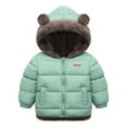 thumbnail image 2 of Godderr Toddlers Baby Girls Boys Winter Fleece Jackets Cute Ears Hooded Toddler Cotton Dress Warm Lined Coat Outer Clothing for 2-7Y, 2 of 6