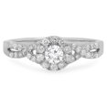 thumbnail image 5 of 0.50 Carat (ctw) 10K White Gold Round Diamond Ladies Engagement Halo Style Swirl Split Shank Bridal Ring 1/2 CT, 5 of 6