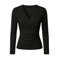 thumbnail image 5 of Womens Long Sleeve Shirts Helii Casual Crisscross V Neck Long Sleeve T-Shirt Cozy Workout Top Slim Fit Blouse Daily Fall Fashion Outfit Basic Y2K Tops 2026 | Black,3XL, 5 of 5