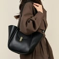 thumbnail image 3 of HUISZJ PU Leather Tote Handbag, Large Capacity Shoulder Bag, Retro Tote Bag for Work Travel Outdoor (Black), 3 of 7
