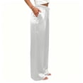 thumbnail image 5 of yeiolnoer Satin Pants for Women Loose Fit Wide Leg Trousers Lightweight Drawstring High Waisted Pants Trendy Clothes, 5 of 7