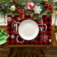 thumbnail image 2 of mubwai Christmas Believe Buffalo Check Plaid Placemat for Dining Table, 12 x 18 Inch Winter Holiday Rustic Washable Table Mat Set of 6, 2 of 6