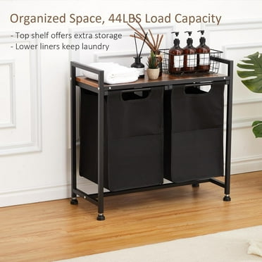 TEQIN Section Laundry Sorter,Laundry Hamper with Wheels,Rolling Laundry Basket, Pull-Out and Removable Oxford Fabric Laundry Bags,Laundry Room Storage with Table, for Bathroom, Bedroom