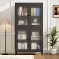 thumbnail image 3 of 59" Metal Storage Cabinet Display Cabinet with 4 Glass Doors & 4 Shelves,Cabinet Bookcase Side Cabinet for Home Office Living Room,Black 03, 3 of 8