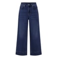thumbnail image 6 of Erwazi Women's Ankle Length Jeans Solid Belted Wasit Straight Wide Leg Casual Trendy Denim Pants with Pockets, 6 of 7
