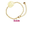 thumbnail image 2 of Delight Jewelry Hot Pink ''Luck'' with Heart Gold-tone Flower Link Chain Bracelet, 6.75"+2" Extender, 2 of 4
