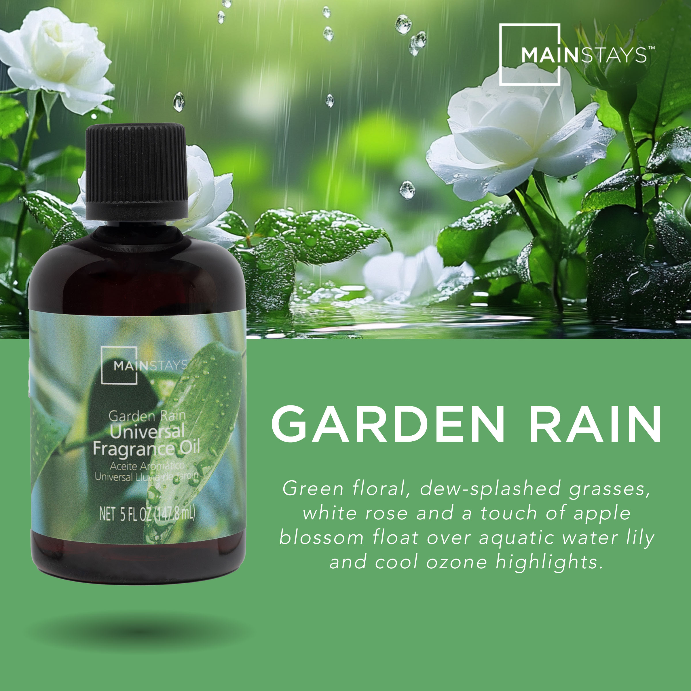 Mainstays Universal Fragrance Oil, Garden Rain, 5 fl oz (2-Pack)
