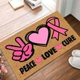 GuLuBin Bedroom Carpets Cancer Awareness Doormat Pink Ribbon Design Non