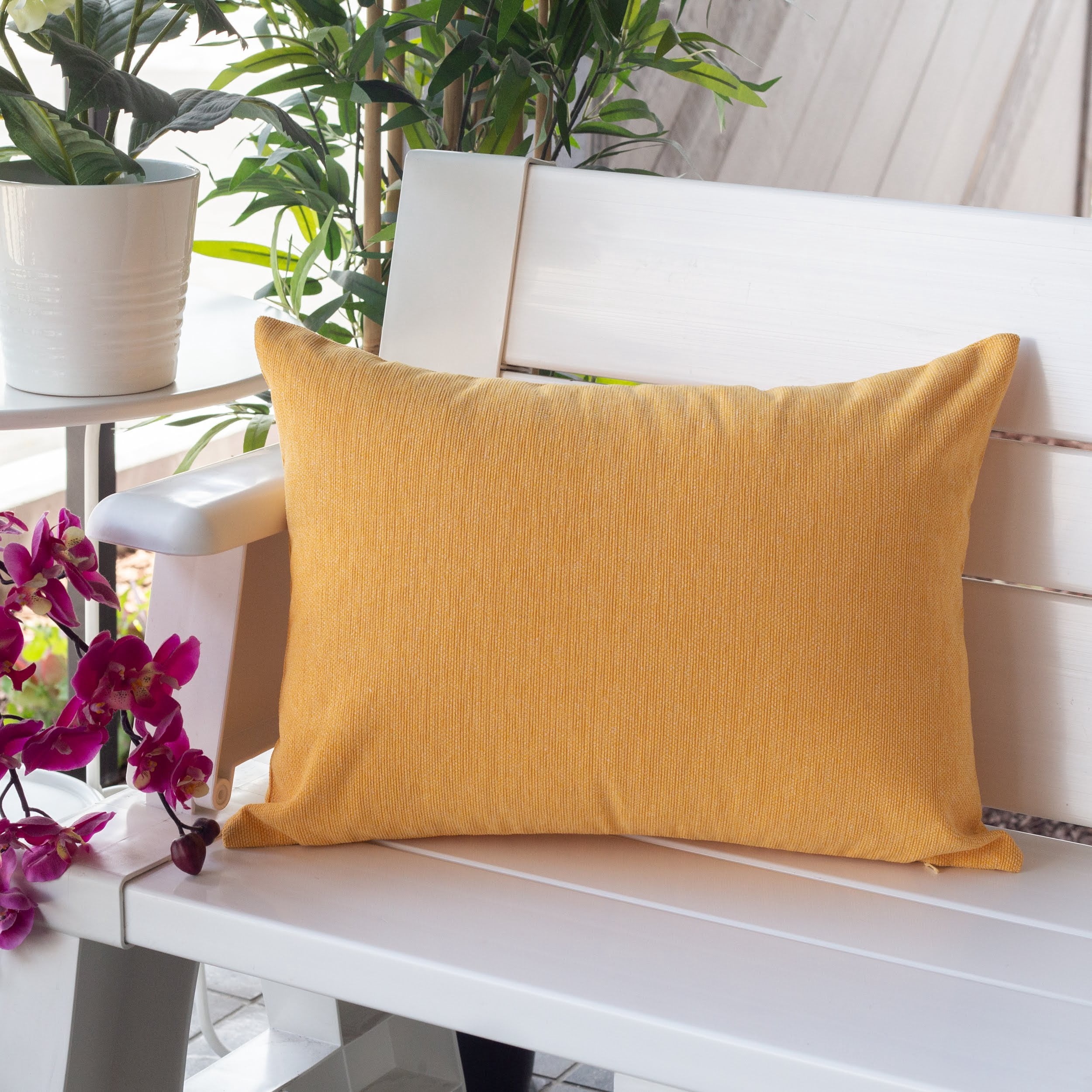 Sadie Yellow Rectangular Outdoor Throw Pillow