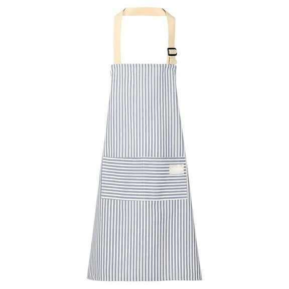 ZFSBZBS Cotton Linen Sleeveless Smock Adult Kitchen Apron With Two Pockets - Mens and Womens Linen Bib Apron for Professional Chef, Server, or Barista,Blue