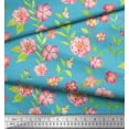 thumbnail image 2 of Soimoi Blue Cotton Voile Fabric Periwinkle & Peony Floral Print Fabric by the Yard 56 Inch Wide, 2 of 3