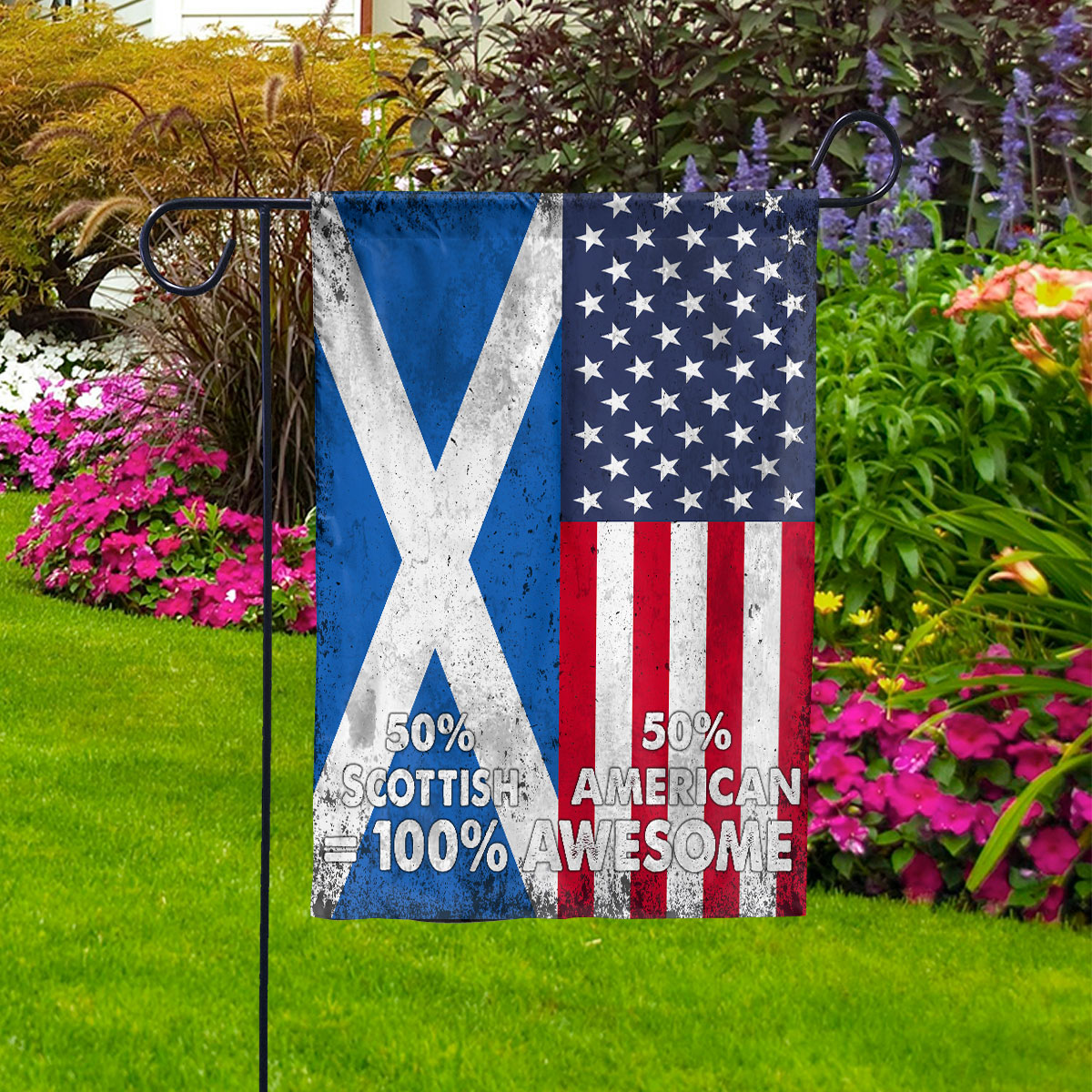 Flag American Half Scottish Flag Scottish American Friendship Scotland U.S.A Patriotic Proud House Flag, Double-Sided Decorative Outdoor Flag, Polyester Yard Flag 29.5 x 39.5 in