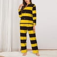 thumbnail image 2 of Balery Bee Stripe Conjunto de Pijama con Estampado para Mujer, Conjunto de Dos Piezas con Manga Larga, Ropa de Dormir Suave con Bolsillos, Pijamas Cómodos-XX-Large, 2 of 7