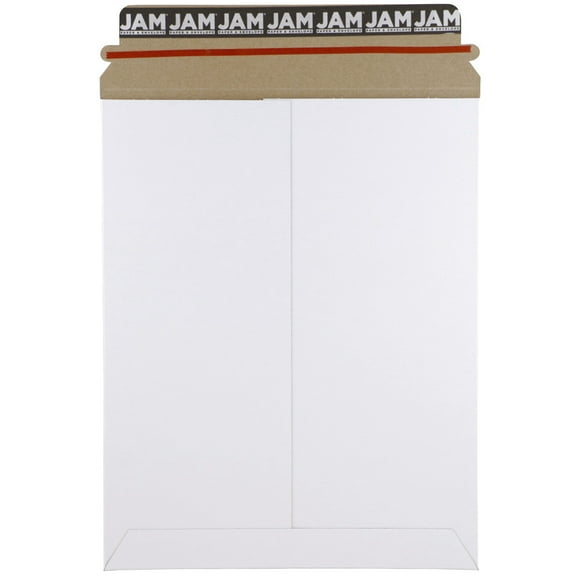 JAM Paper Stay-Flat Photo Mailer Envelopes with Peel & Seal Closure, 9 x 11 1/2, White, Sold Individually