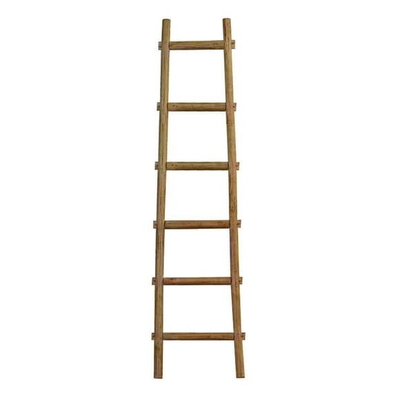 Screen Gems 6 Step 6 ft Blanket Rack Decorative Wooden Ladder Brown
