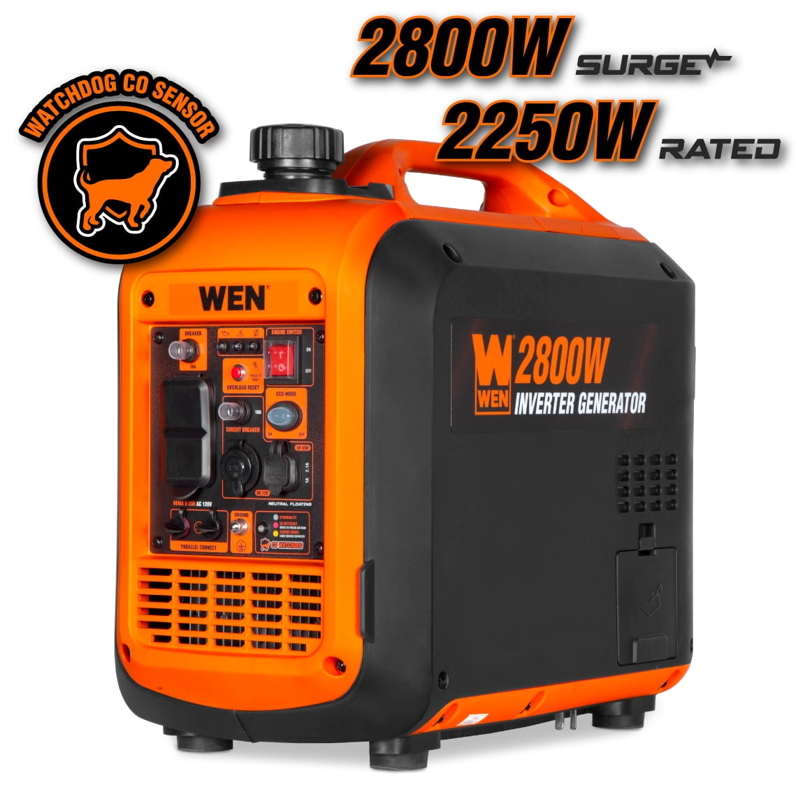 WEN 2800-Watt Inverter Generator, Quiet, Portable, and Lightweight with Fuel Shut Off and CO Watchdog (56280iX)