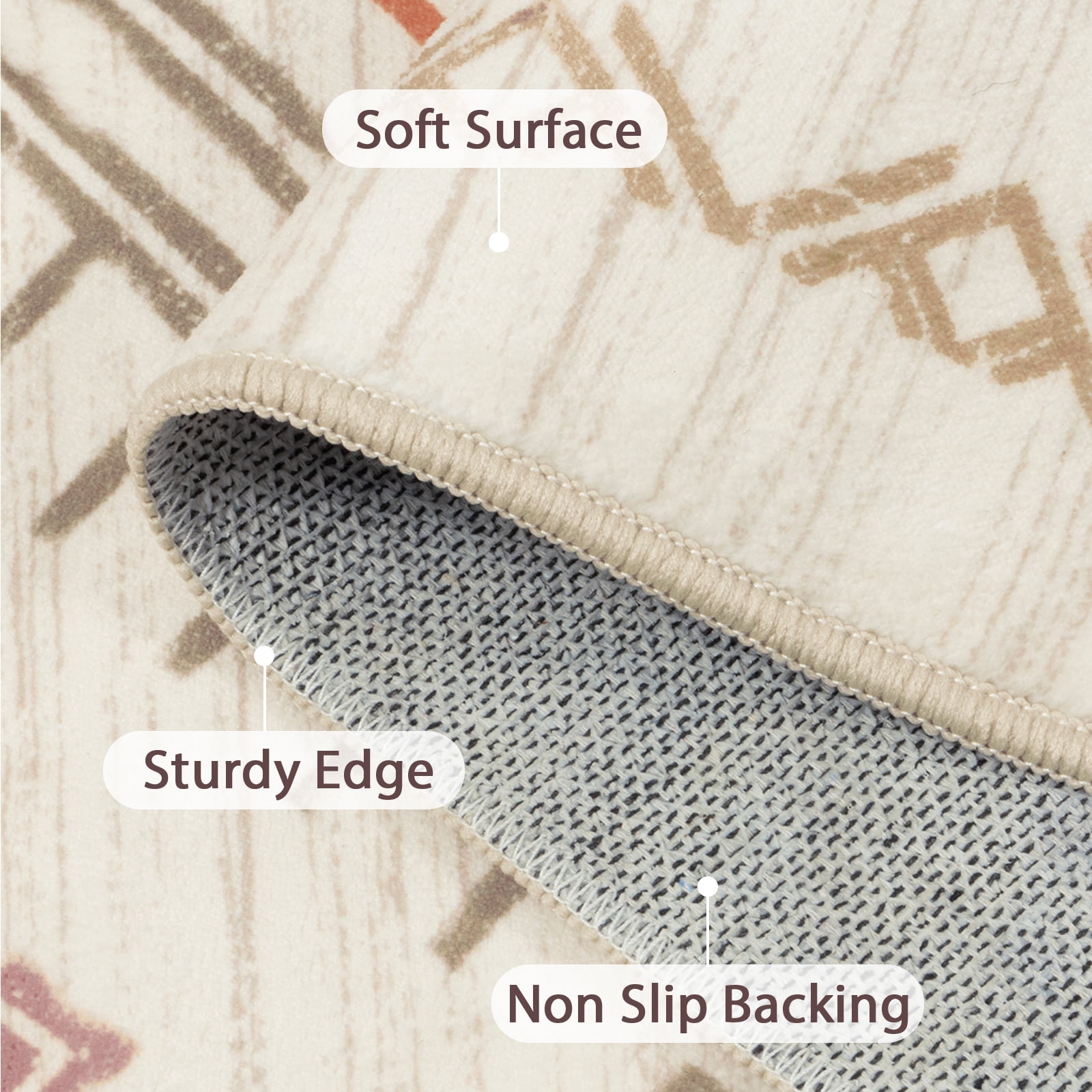 Lahome Washable 3'x5' Area Rug, Brown Rugs for Living Room, Non-Slip Small Entryway Aztec Tribal Carpet for Bedroom Kitchen Bathroom, Low-Pile Classic Boho Western Decor, Brown