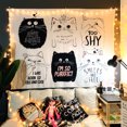 thumbnail image 1 of Papel pintado de estilo nórdico digno de Instagram para dormitorios, con seis gatos, tela de terciopelo grueso, 100 x 70 cm, con una lámpara de luz de estrellas de 3 m., 1 of 3