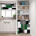 thumbnail image 2 of Green Geometric Kitchen Curtains Checkered Window Curtains and Valances Set 36 Inch, Black Grey White Short Tier Curtain for Kitchen, Modern Abstract Small Kitchen Decor, 2 of 5