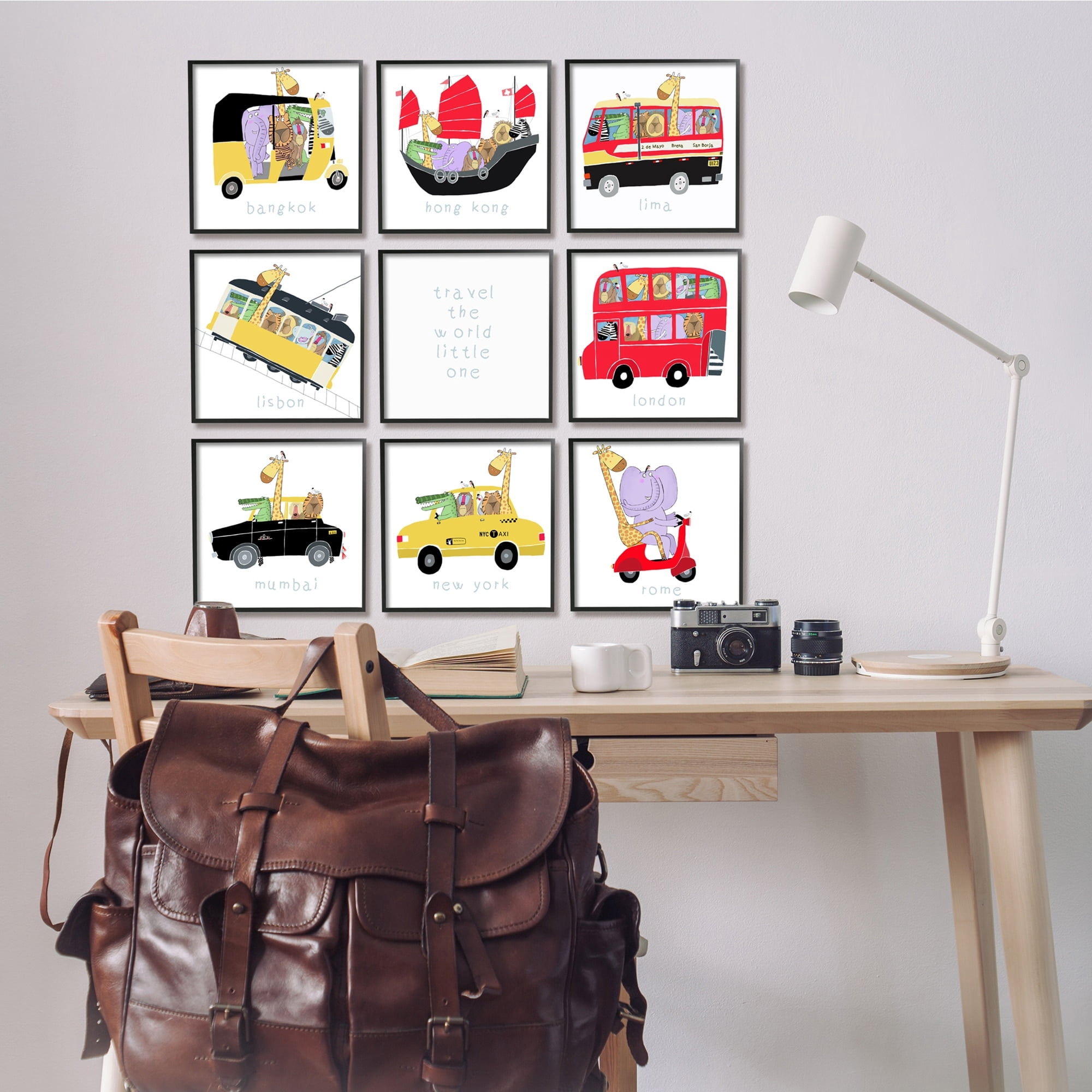 Stupell Industries Travel World Little One Kids' International Travel Transportation, 12 x 12, Design by Carla Daly