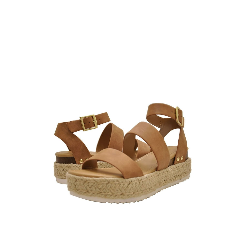 SODA Soda Bryce Women's Open Toe Platform Espadrille Wedge Sandals