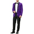 thumbnail image 2 of Unique Bargains Men's Sequin Sport Coats Shawl Lapel One Button Wedding Shiny Blazer XL Purple, 2 of 6
