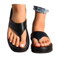 thumbnail image 3 of HNMKIU Fashion Platform Slide Sandals Summer Casual Comfort Toe Post Beach Slippers Women Soft Sole Outdoor Indoor Shoes Womens Flip Flops Black,7.5, 3 of 8