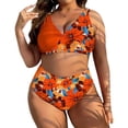 thumbnail image 2 of QUNYINEY Womens Bikini Swimsuits Floral 2 Piece Plus Size High Waisted Bathing Suits V Neck Triangle Push Up Swimsuit Sets, 2 of 9