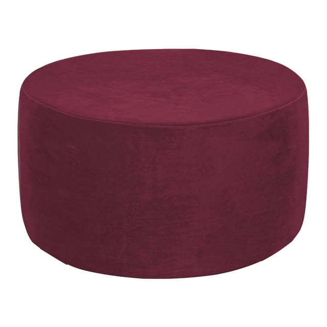 kurtrusly Plush Stylish And Practical Round Ottoman Cover In Velvet Fabric For Full Protection Applicable Size Winered