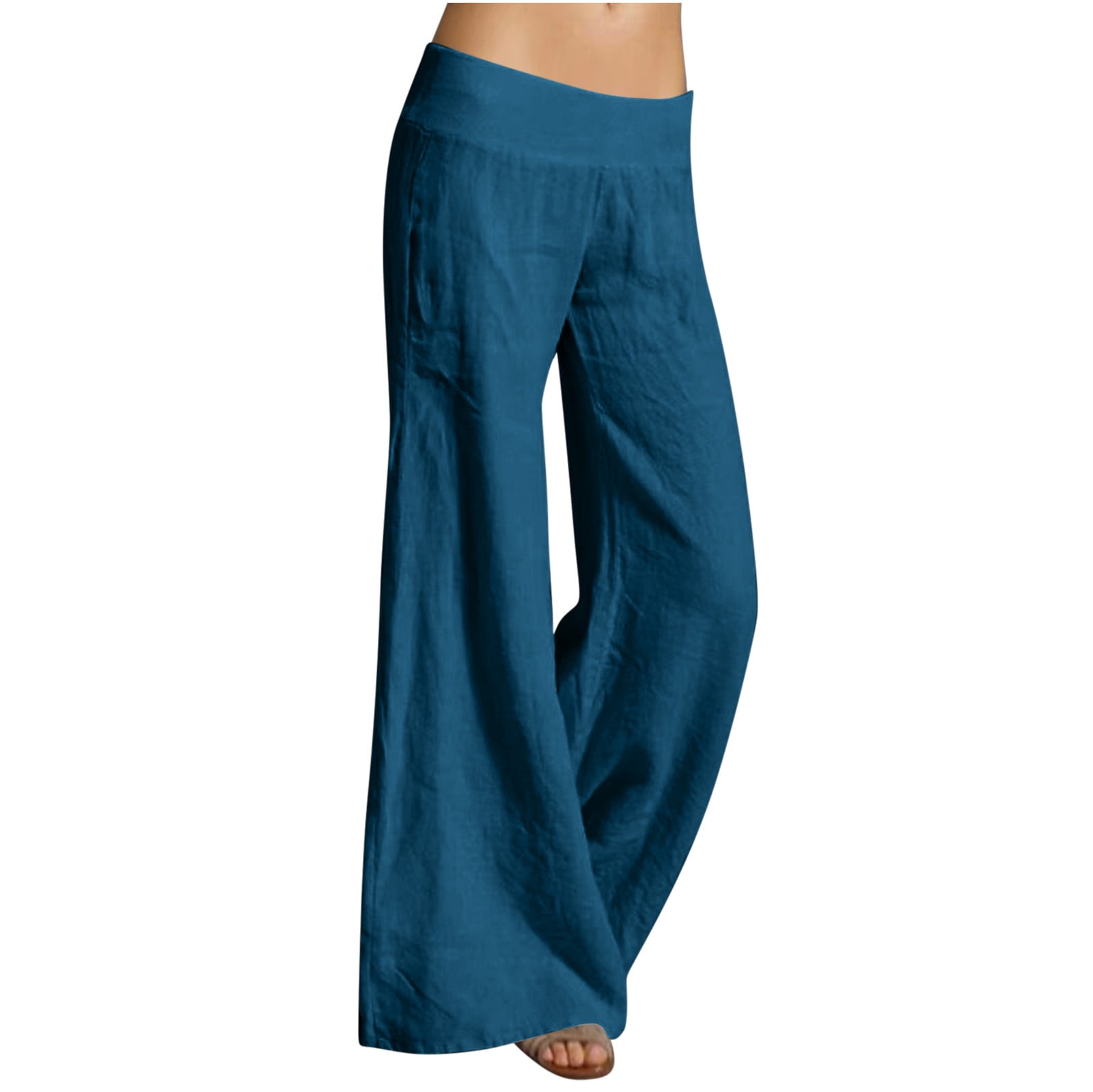 Timegard Women's Casual FullLength Loose Pants Solid High Waist Trousers Fit Long Straight Wide