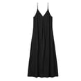 thumbnail image 6 of Summer Dresses for Women Casual Backless Spaghetti Strap V Neck Loose Flowy Beach Vacation Maxi Cotton Linen Dress,Sizes S-2XL, 6 of 6