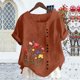 thumbnail image 5 of Xuyuer Women's Spring And Summer Block Print Round Neck Button Short Sleeve Casual T-Shirt, 5 of 5