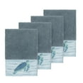 thumbnail image 2 of Authentic Hotel and Spa  Turkish Cotton Turtles Embroidered Teal Blue 4-piece Washcloth Set, 2 of 3