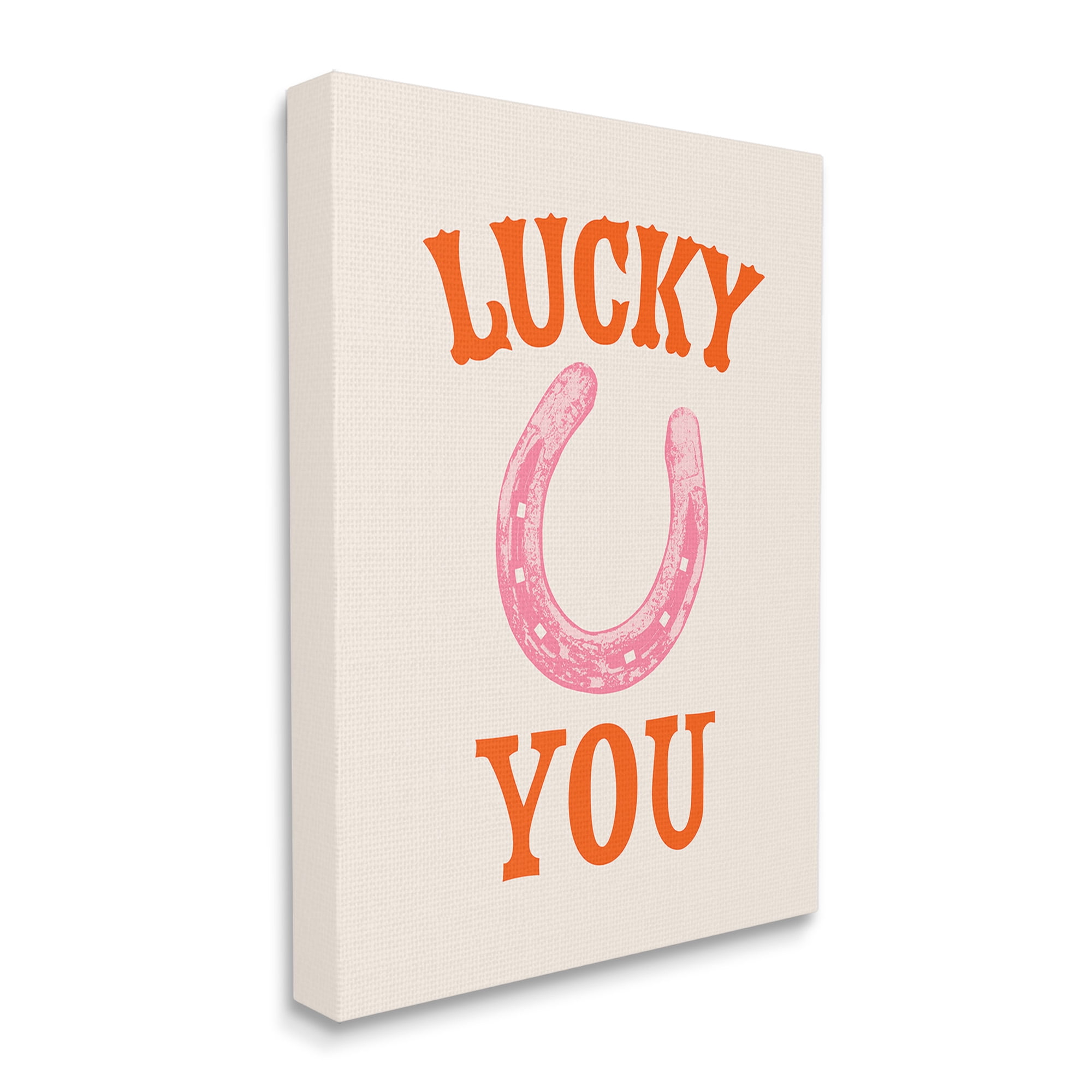 Stupell Industries Lucky You Horseshoe Typography Painting Gallery Wrapped Canvas Art Print Wall Art, 30 x 40