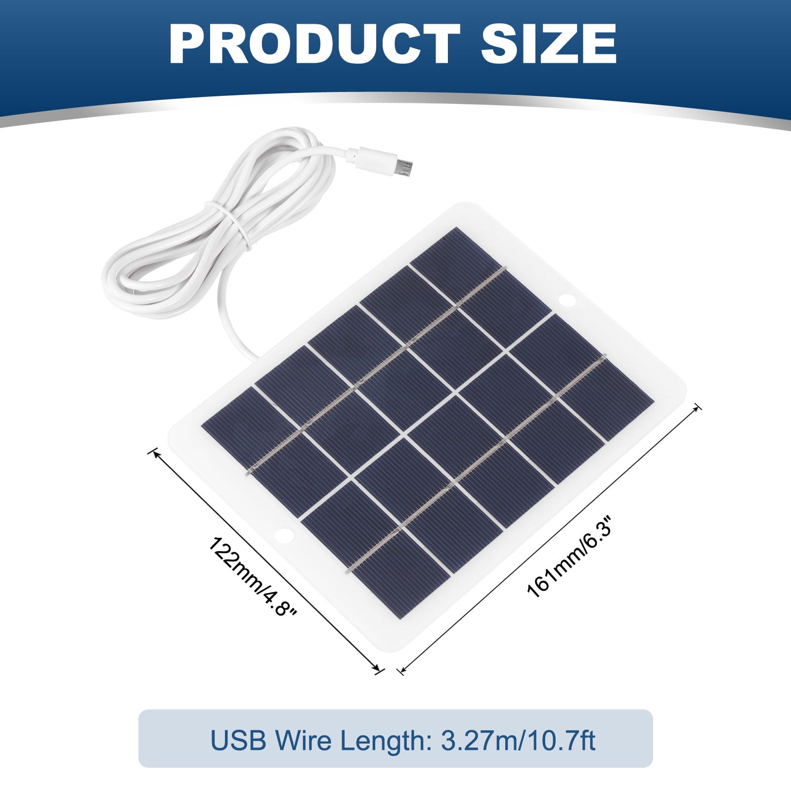 5V 0.6A 3W Mini Solar Panels, USB Solar Panel Charger with Micro USB Port  for Phone Camera Lighting Charging