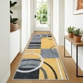 thumbnail image 3 of Garvee Modern Geometric Area Rugs 2'x6' Hallway Rugs, Abstract Washable Rug Non-Slip Soft Indoor Throw Carpet Stain Resistant Rug for Bedroom Kitchen Laundry Bathroom, Yellow, 3 of 8