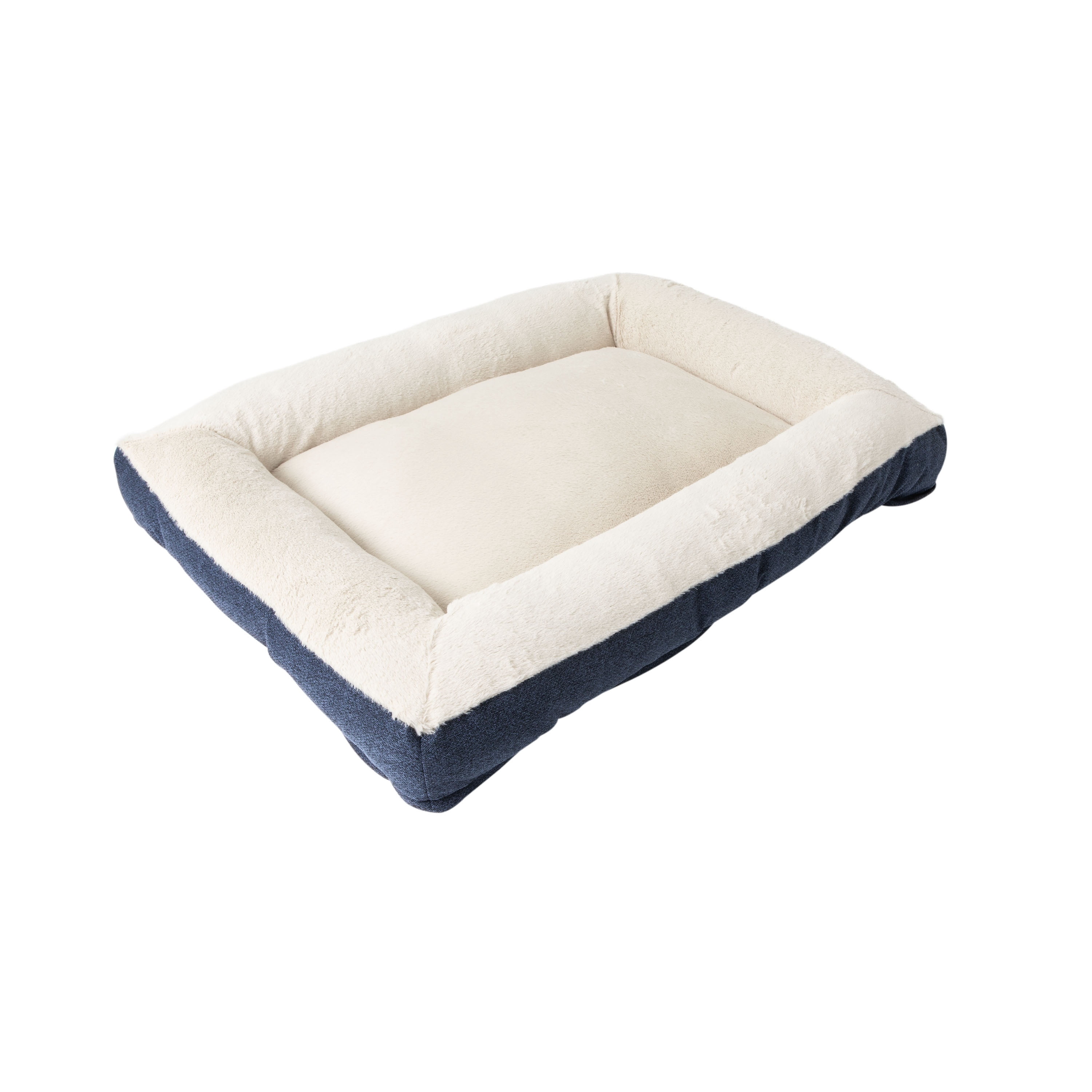 Petmate Rectangular Bolster Dog Bed, Cat Bed, 30 x 40 Inches, Non Skid Bottom, Removable Machine Washable Cover, Assorted Navy or Brown