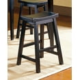 thumbnail image 3 of Black Finish 18-inch Height Saddle Seat Stools Set of 2pc Solid Wood Casual Dining Home Furniture, 3 of 5