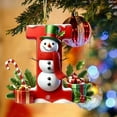 thumbnail image 3 of Zawou 26 Snowman Alphabet Ornaments, 2D Acrylic Letter Red Personalized Snowman Alphabet Hanging Decorations with Green Hat Mini for Christmas Tree Holiday DIY Crafts Xmas Home Decor, 3 of 6
