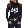 thumbnail image 1 of Blusa de manga larga con cuello alto y estampado de moda informal para mujer Fridja FKASFK4699, 1 of 7