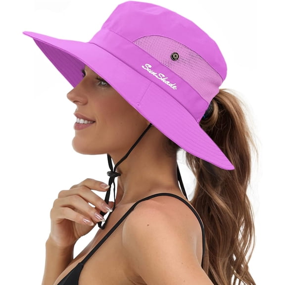 Sun Hats for Women Beach Hat Ponytail Hat Womens Sun Hat with UV Protection Wide Brim